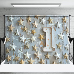 Aperturee - Aperturee Stars Wooden First Birthday Cake Smash Photo Backdrop