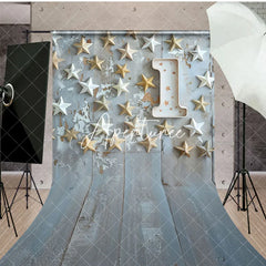 Aperturee - Aperturee Stars Wooden First Birthday Cake Smash Sweep Backdrop