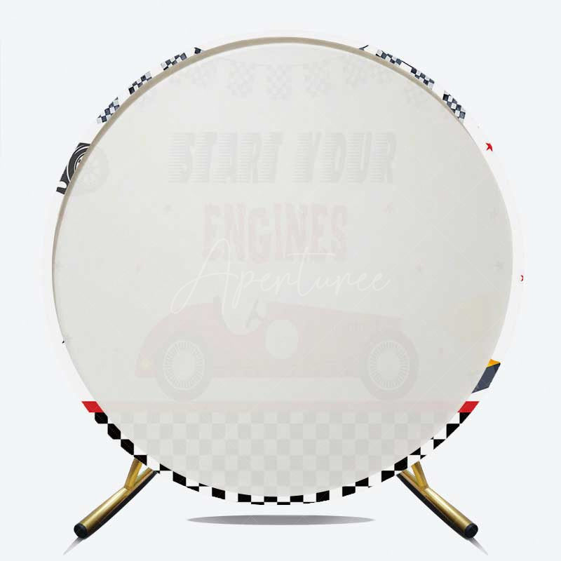 Aperturee Aperturee Start Engines Racing Boy Birthday Round Backdrop