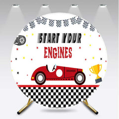 Aperturee Aperturee Start Engines Racing Boy Birthday Round Backdrop