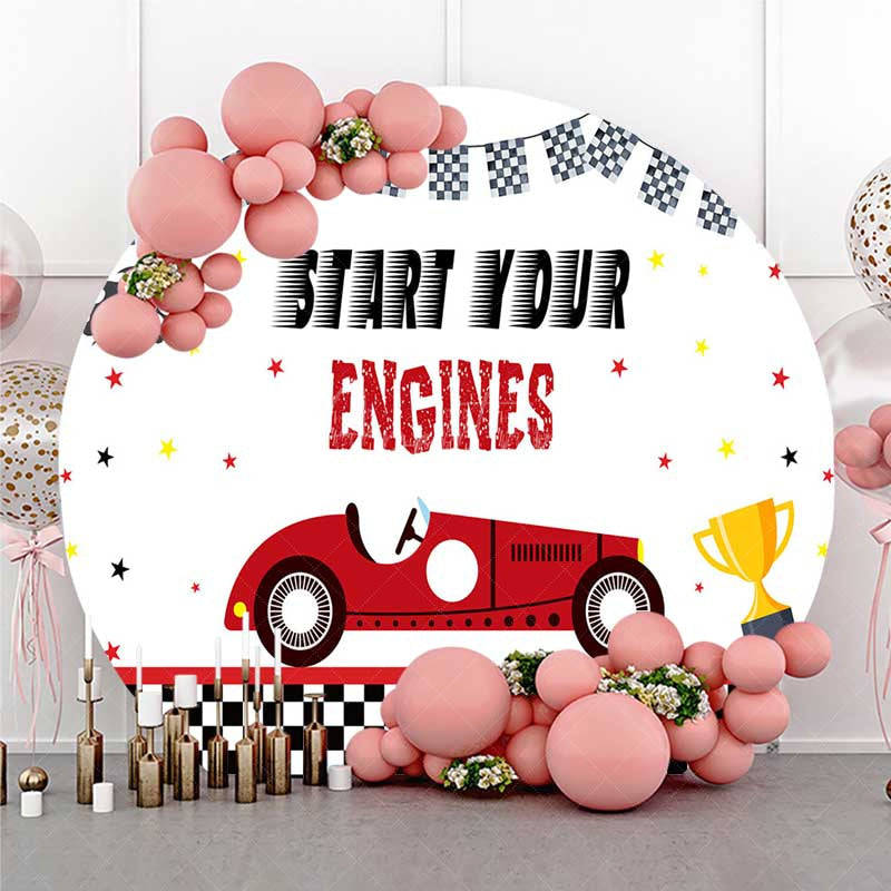 Aperturee Aperturee Start Engines Racing Boy Birthday Round Backdrop