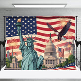 Aperturee - Aperturee Statue Of Liberty Eagle Happy Holiday Photo Backdrop