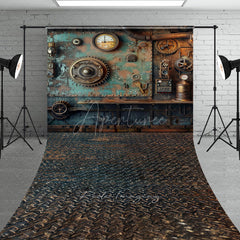 Aperturee Aperturee Steampunk Wall Sweep Photo Backdrop Vintage Industrial Gears and Gauges Grunge Mechanical Studio Photo Prop