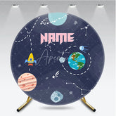 Aperturee - Aperturee Stellar Outer Space Planets and Rocket Ship Round Backdrop Cosmic Kids Birthday Party Decor
