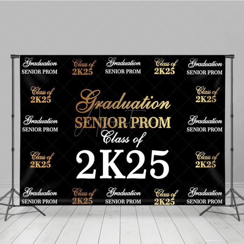 Aperturee - Aperturee Step And Repeat Black Gold Congrats Grad Backdrop