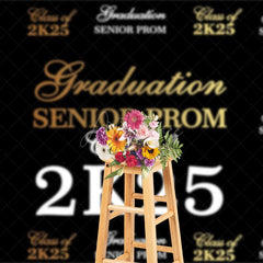 Aperturee - Aperturee Step And Repeat Black Gold Congrats Grad Backdrop
