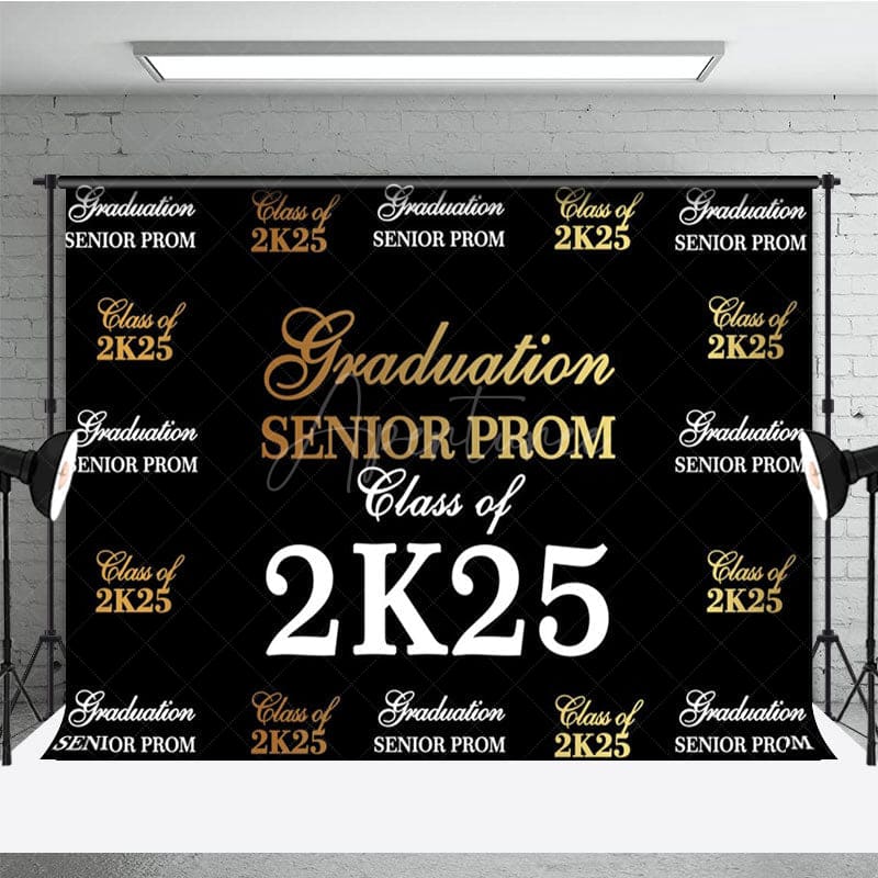 Aperturee - Aperturee Step And Repeat Black Gold Congrats Grad Backdrop