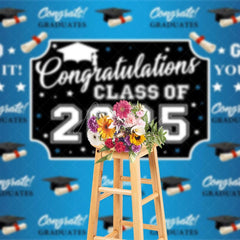 Aperturee - Aperturee Step And Repeat Blue Black Congrats Grad Backdrop