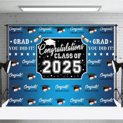 Aperturee - Aperturee Step And Repeat Blue Black Congrats Grad Backdrop