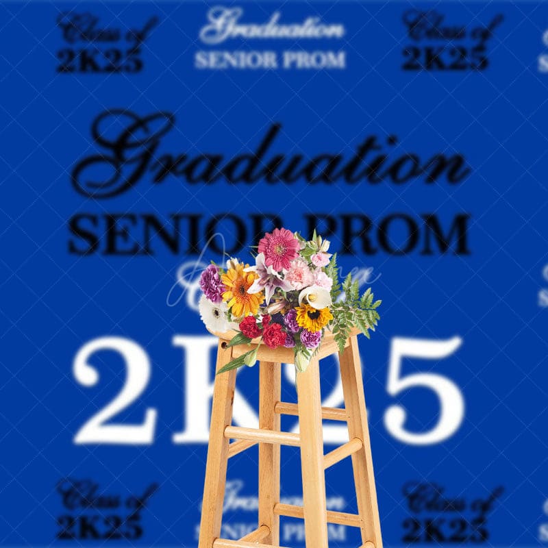 Aperturee - Aperturee Step And Repeat Blue Black White Graduation Backdrop