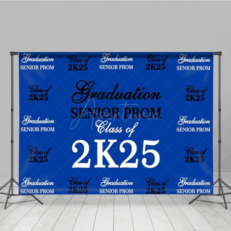 Aperturee - Aperturee Step And Repeat Blue Black White Graduation Backdrop