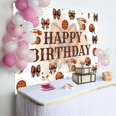Aperturee - Aperturee Step And Repeat Bow Basketball Happy Birthday Backdrop