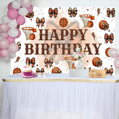 Aperturee - Aperturee Step And Repeat Bow Basketball Happy Birthday Backdrop