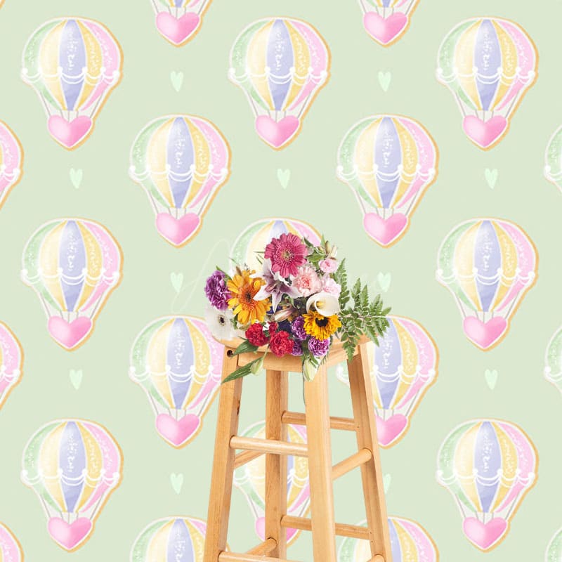 Aperturee - Aperturee Step Repeat Love Hot Air Balloon Cake Smash Backdrop