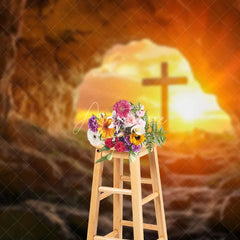 Aperturee - Aperturee Stone Cave Cross Sunset Scenery Easter Backdrop