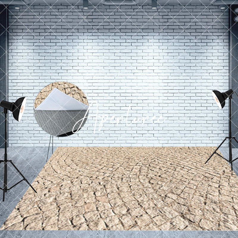 Aperturee - Aperturee Stone Floor White House Floral Room Set Backdrop