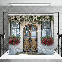 Aperturee - Aperturee Stone Floor White House Floral Room Set Backdrop
