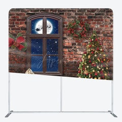 Aperturee - Aperturee Stone House Christmas Moon Night Square Backdrop