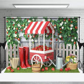 Aperturee - Aperturee Strawberries Cart Outside The Fence Spring Backdrop