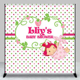 Aperturee - Aperturee Strawberry Girl Dots Custom Baby Shower Backdrop