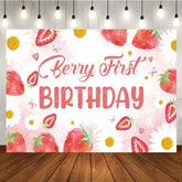 Aperturee - Aperturee Strawberry Girl First Sweet Birthday Party Backdrop