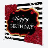 Aperturee - Aperturee Stripe And Rose Fabric Backdrop Cover for Birthday