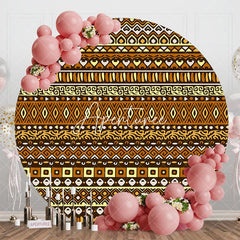 Aperturee - Aperturee Stripe Brown Yellow Print Round Ethiopian Backdrop