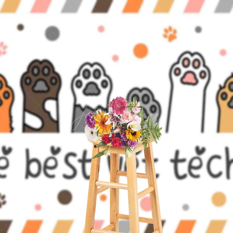 Aperturee - Aperturee Stripe Dots Paw The Best Vet Tech Thank You Backdrop