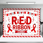 Aperturee - Aperturee Stripe Flags National Red Ribbon Week Party Backdrop