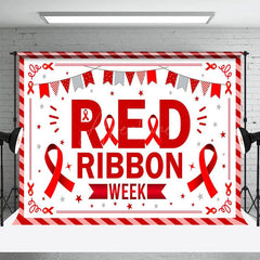 Aperturee - Aperturee Stripe Flags National Red Ribbon Week Party Backdrop