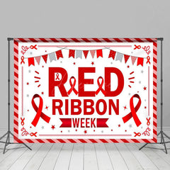 Aperturee - Aperturee Stripe Flags National Red Ribbon Week Party Backdrop