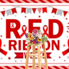 Aperturee - Aperturee Stripe Flags National Red Ribbon Week Party Backdrop