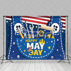 Aperturee - Aperturee Stripe Usa Flag Tool Overalls Happy May Day Backdrop