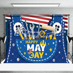 Aperturee - Aperturee Stripe Usa Flag Tool Overalls Happy May Day Backdrop