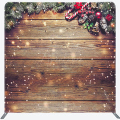 Aperturee - Aperturee Stripe Wood Glitter Christmas Tension Fabric Backdrop