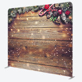 Aperturee - Aperturee Stripe Wood Glitter Christmas Tension Fabric Backdrop
