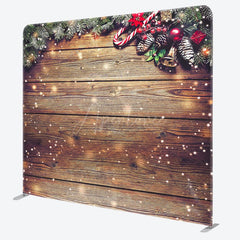 Aperturee - Aperturee Stripe Wood Glitter Christmas Tension Fabric Backdrop