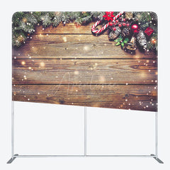 Aperturee - Aperturee Stripe Wood Glitter Christmas Tension Fabric Backdrop