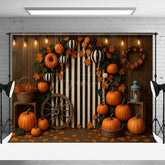 Aperturee - Aperturee Stripes Meets Pumpkins Sweet Cake Smash Backdrop