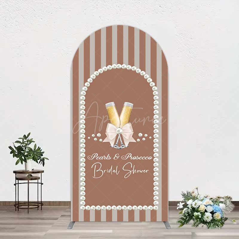 Aperturee Aperturee Stripes Pearls Prosecco Bridal Shower Arch Backdrop