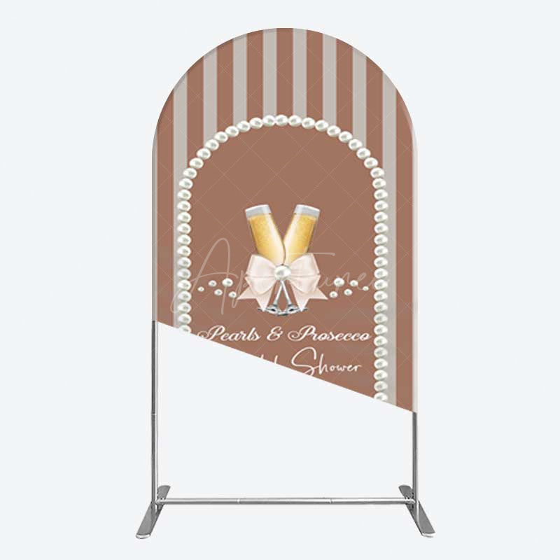 Aperturee Aperturee Stripes Pearls Prosecco Bridal Shower Arch Backdrop
