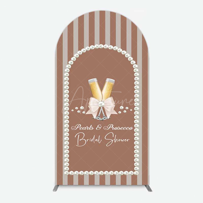 Aperturee Aperturee Stripes Pearls Prosecco Bridal Shower Arch Backdrop