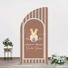 Aperturee Aperturee Stripes Pearls Prosecco Bridal Shower Half Moon Arch Backdrop