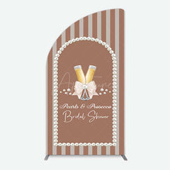 Aperturee Aperturee Stripes Pearls Prosecco Bridal Shower Half Moon Arch Backdrop