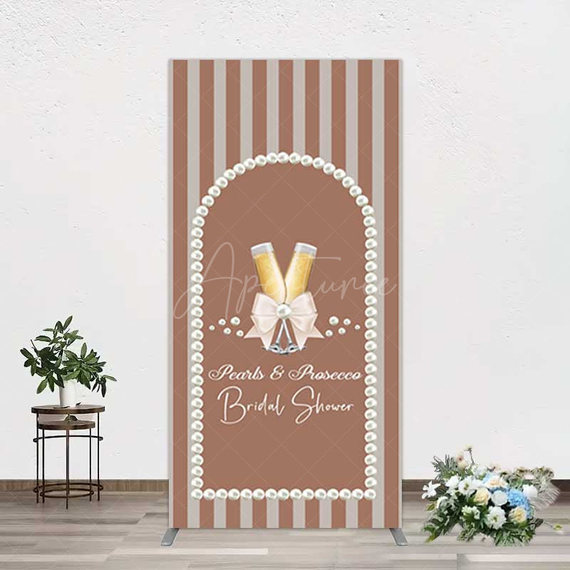 Aperturee Aperturee Stripes Pearls Prosecco Bridal Shower Rectangle Backdrop