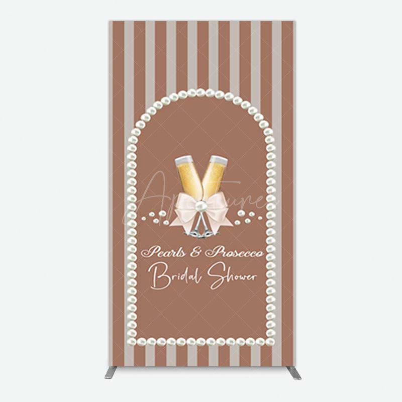 Aperturee Aperturee Stripes Pearls Prosecco Bridal Shower Rectangle Backdrop