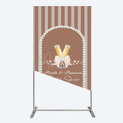 Aperturee Aperturee Stripes Pearls Prosecco Bridal Shower Rectangle Backdrop