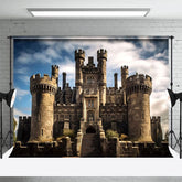 Aperturee - Aperturee Sturdy Stone Castle Cloudy Sky Photography Backdrop