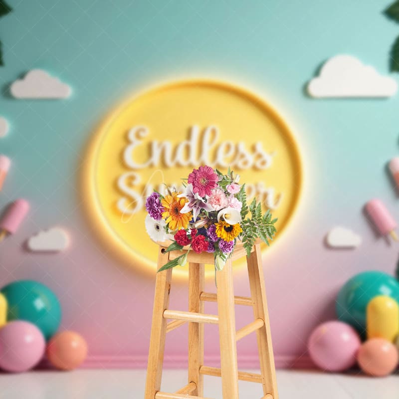 Aperturee - Aperturee Summer Animated Floral Hawaii Beach Vibe Backdrop