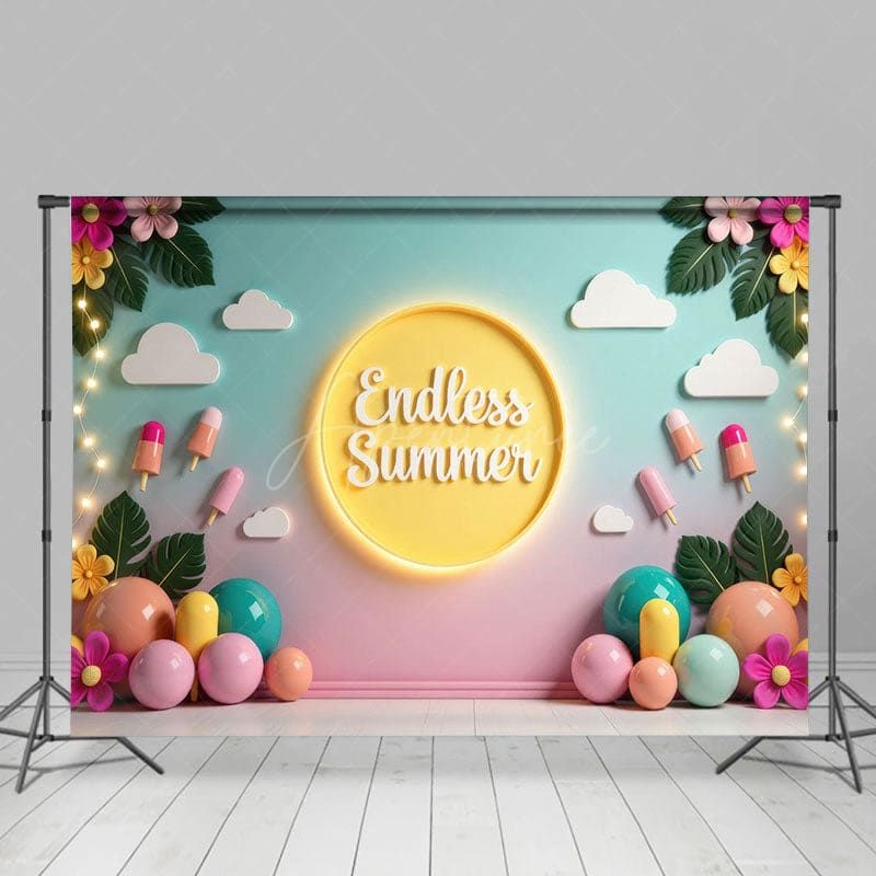 Aperturee - Aperturee Summer Animated Floral Hawaii Beach Vibe Backdrop